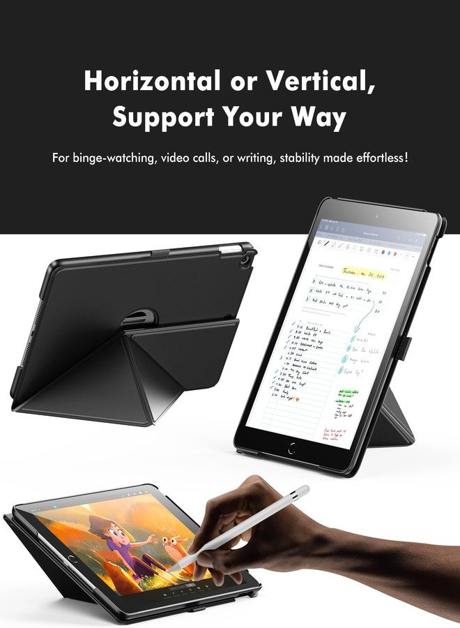 INFILAND Book Cover Case for iPad 9th/8th/7th Generation 10.2 Inch (2021/2020/2019) with Pencil Holder, Foldable Stand with Landscape and Portrait Format, Protective Case for iPad 9/8/7 (Black) - Image 4