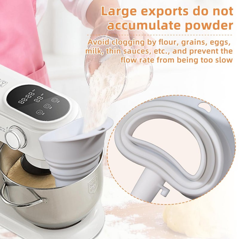 2 kitchen mixer anti-spilling flour funnel food grade silicone funnel White - Image 4