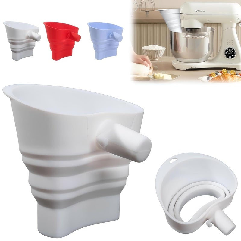 2 kitchen mixer anti-spilling flour funnel food grade silicone funnel White - Image 1