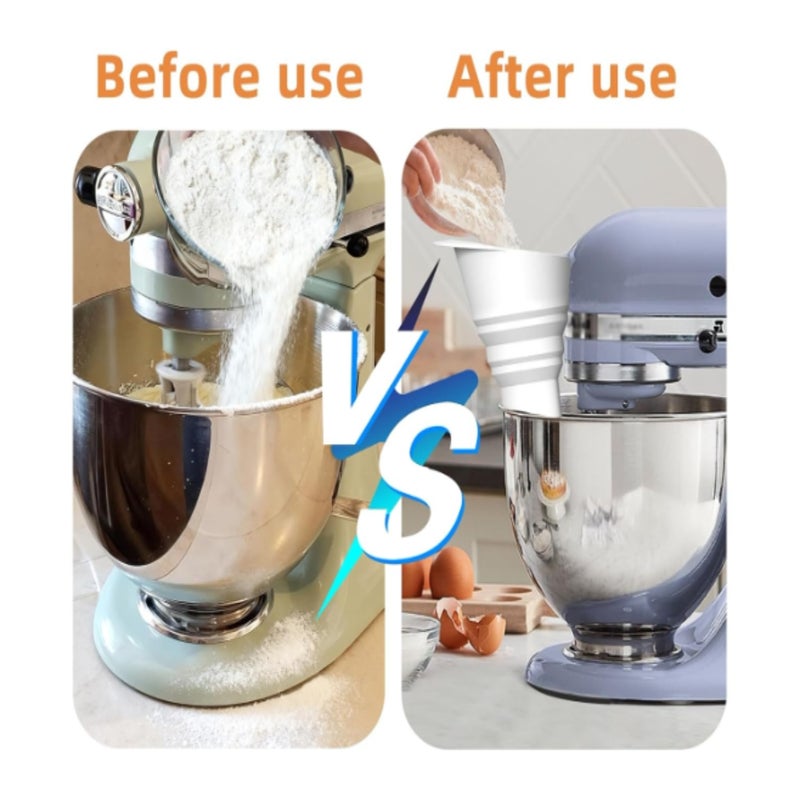 2 kitchen mixer anti-spilling flour funnel food grade silicone funnel White - Image 5