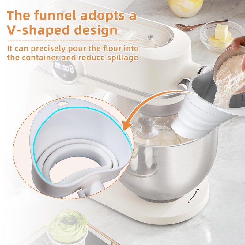 2 kitchen mixer anti-spilling flour funnel food grade silicone funnel White - Image 3