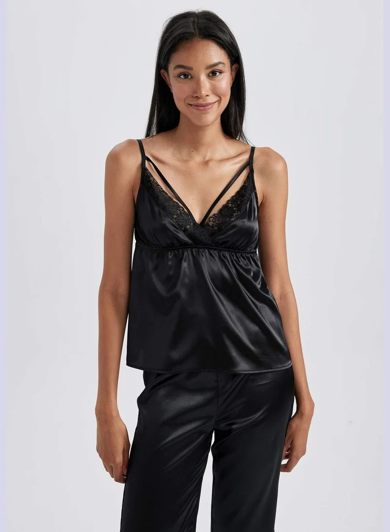 DeFacto Woman V Neck Strappy Homewear Woven Tops