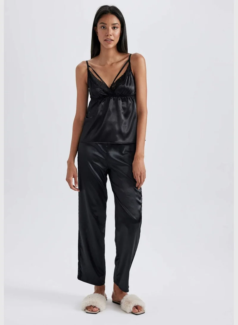 DeFacto Woman V Neck Strappy Homewear Woven Tops