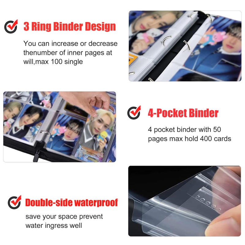 WTVIDAS Kpop Photocard Binder for Stray Cards,4 Pocket with 50 Sleeves up to 400 Cards Cute Photo Album for Fans Boys and Girls - Image 5