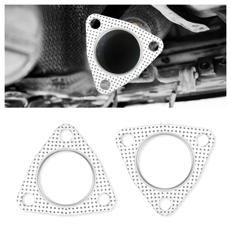 2PCS Exhaust Gasket2 3Bolt Exhaust Flange GasketMultifunctional ManifoldHeaderMufflerCatalytic Converter Gaskets 2 inch
