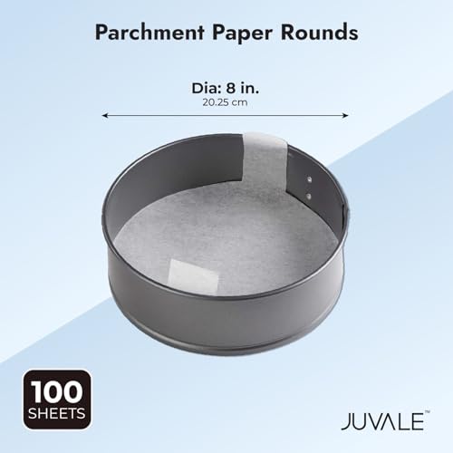 Juvale Parchment Paper Rounds with Lift Tabs (8-Inch) - White Precut Sheets, 100 Count - Nonstick Cake Pan Liners & Round Parchment Paper for Cake Pans - Heat-Resistant to 480°F - Image 3
