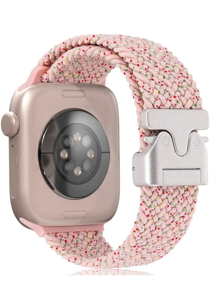 Compatible for Apple Watch Band 49mm 46mm 45mm 44mm 42mm Elastic Nylon Braided Secure & Comfortable Stretchy Strap for Women Men,Parachute Buckle Bands for iWatch Ultra 3/2/1 Series 11 10 9 8 7 6 5 4 3 SE Starlight Pink - Image 1