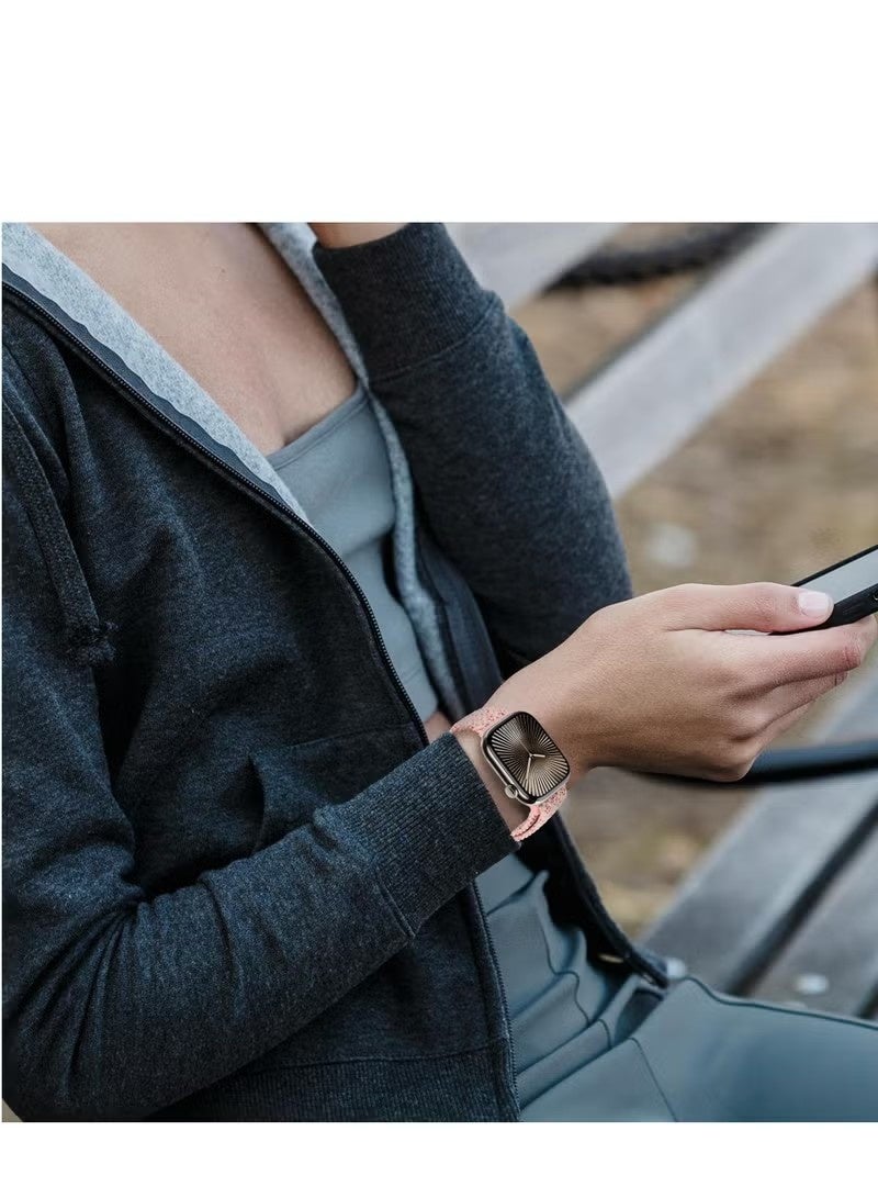 Compatible for Apple Watch Band 49mm 46mm 45mm 44mm 42mm Elastic Nylon Braided Secure & Comfortable Stretchy Strap for Women Men,Parachute Buckle Bands for iWatch Ultra 3/2/1 Series 11 10 9 8 7 6 5 4 3 SE Starlight Pink - Image 4