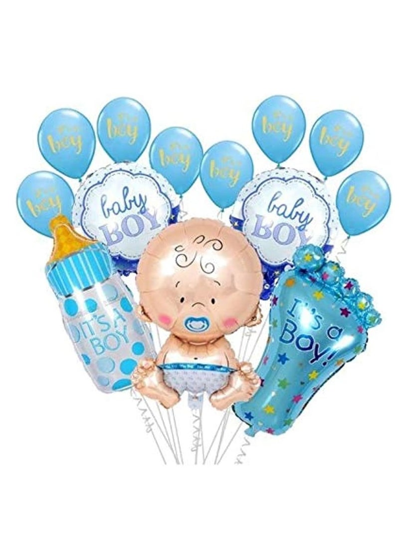 ميكسد 15-PCS الصبي مجموعة ديكور دش الطفل, ديكورات حفلة دش الطفل,طفل الصبي رقائق بالون كبير زجاجة الطفل بالون,طفل الصبي بالون لاتكس بالون,كشف الجنس / ديكورات حفلة عيد الميلاد - Image 1