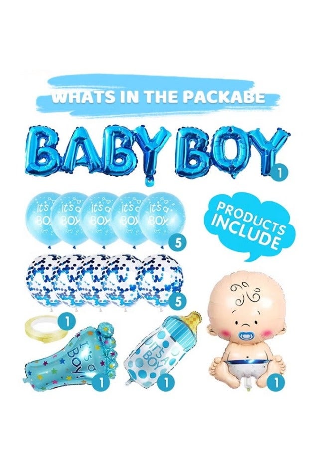 ميكسد 15-PCS الصبي مجموعة ديكور دش الطفل, ديكورات حفلة دش الطفل,طفل الصبي رقائق بالون كبير زجاجة الطفل بالون,طفل الصبي بالون لاتكس بالون,كشف الجنس / ديكورات حفلة عيد الميلاد - Image 3