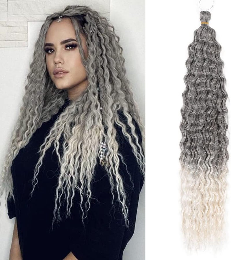 DSOAR Deep Twist Crochet Hair Hair Bundles Water Wave Synthetic Hair Extension Curly Braiding Ombre Curl Braiding Hairpiece, 22 Inch 3 Packs - Image 1