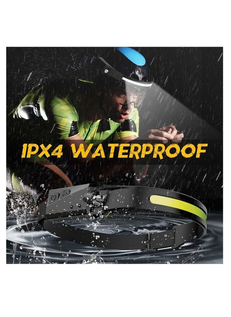Harse - 230° Illumination LED Rechargeable COB Headlamp with Motion Sensor, Lightweight and Weatherproof, featuring 5 Light Modes, suitable for camping, hiking, and cycling - Image 1
