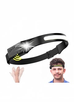 Harse 230° Illumination LED Rechargeable COB Headlamp with Motion Sensor, Lightweight and Weatherproof, featuring 5 Light Modes, suitable for camping, hiking, and cycling  - Image 1