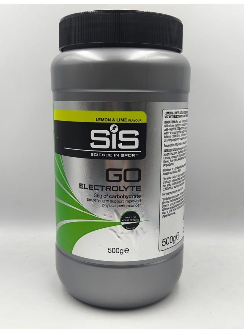 SIS GO Electrolyte Powder | 200mg Sodium | 36g Carbohydrates | Hydration | Energy | Easily Digestible | Lemon & Lime Flavour | 12 Servings | 500g - Image 1