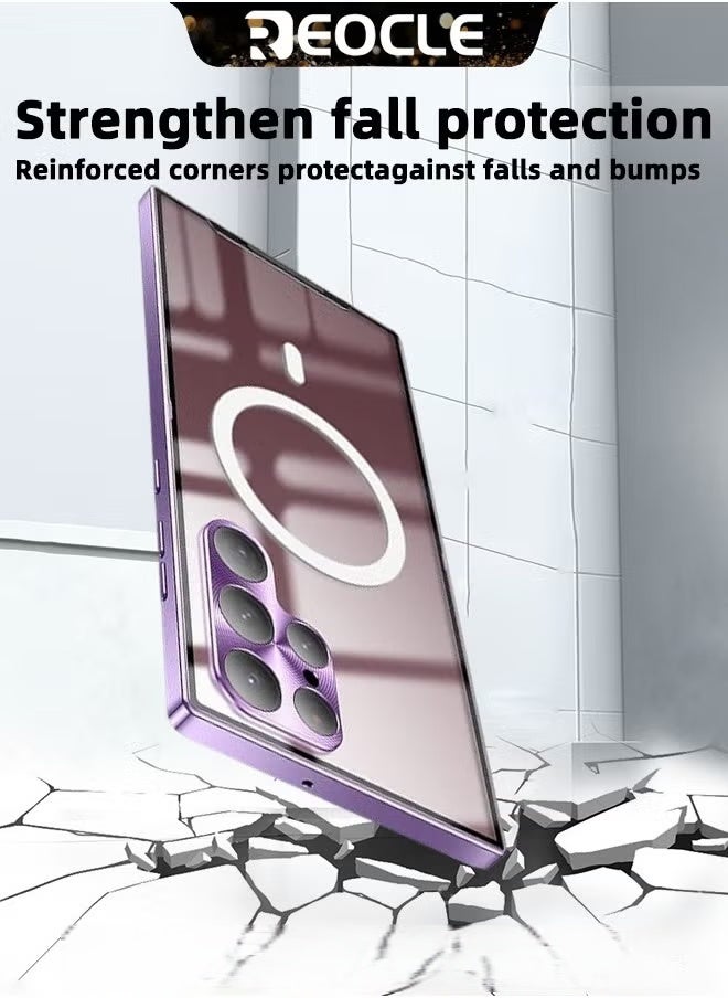 ريوكل غطاء هاتف سامسونغ S23Ultra جراب معدني مقاوم للسقوط، حافظة هاتف شفافة غير لامعة حافظة رقيقة للغاية مقاومة للخدش بطلاء واقي بالكامل مع وظيفة مغناطيسية وواقي عدسة الكاميرا - Image 5