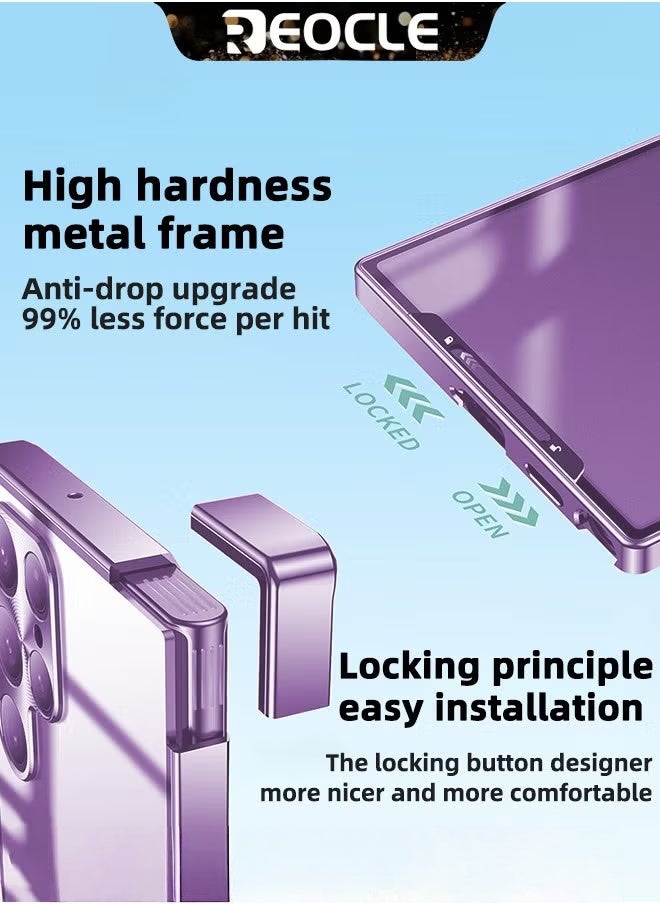 ريوكل غطاء هاتف سامسونغ S23Ultra جراب معدني مقاوم للسقوط، حافظة هاتف شفافة غير لامعة حافظة رقيقة للغاية مقاومة للخدش بطلاء واقي بالكامل مع وظيفة مغناطيسية وواقي عدسة الكاميرا - Image 4