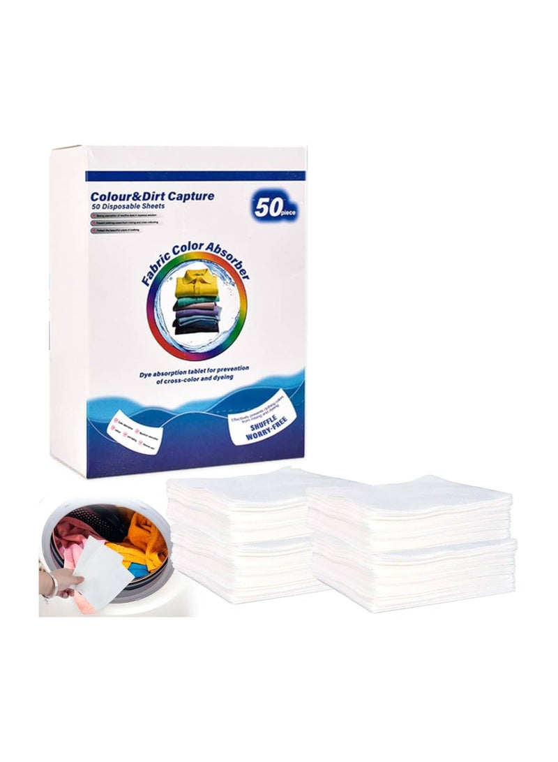 جامع الألوان والأوساخ لملابس الغسيل، 50 ورقة لجمع الألوان ضرورية للاستخدام المنزلي تحافظ على اللون الأصلي للملابس - Image 1