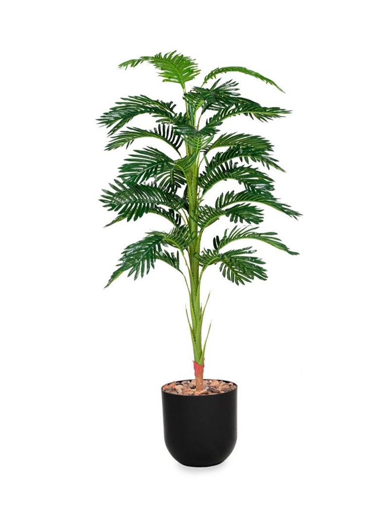 تالا شجرة نخيل صناعية بارتفاع 150 سم في حوض دائري أسود – لمسة طبيعية أنيقة لتزيين المنازل والمكاتب - Image 1