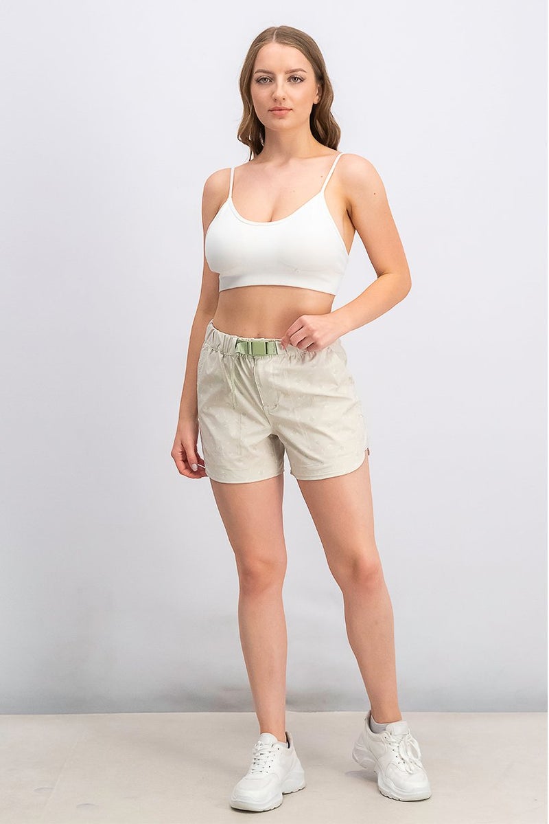 Mountain And Isles Women Printed Belted Basic Shorts, Linen - Image 2