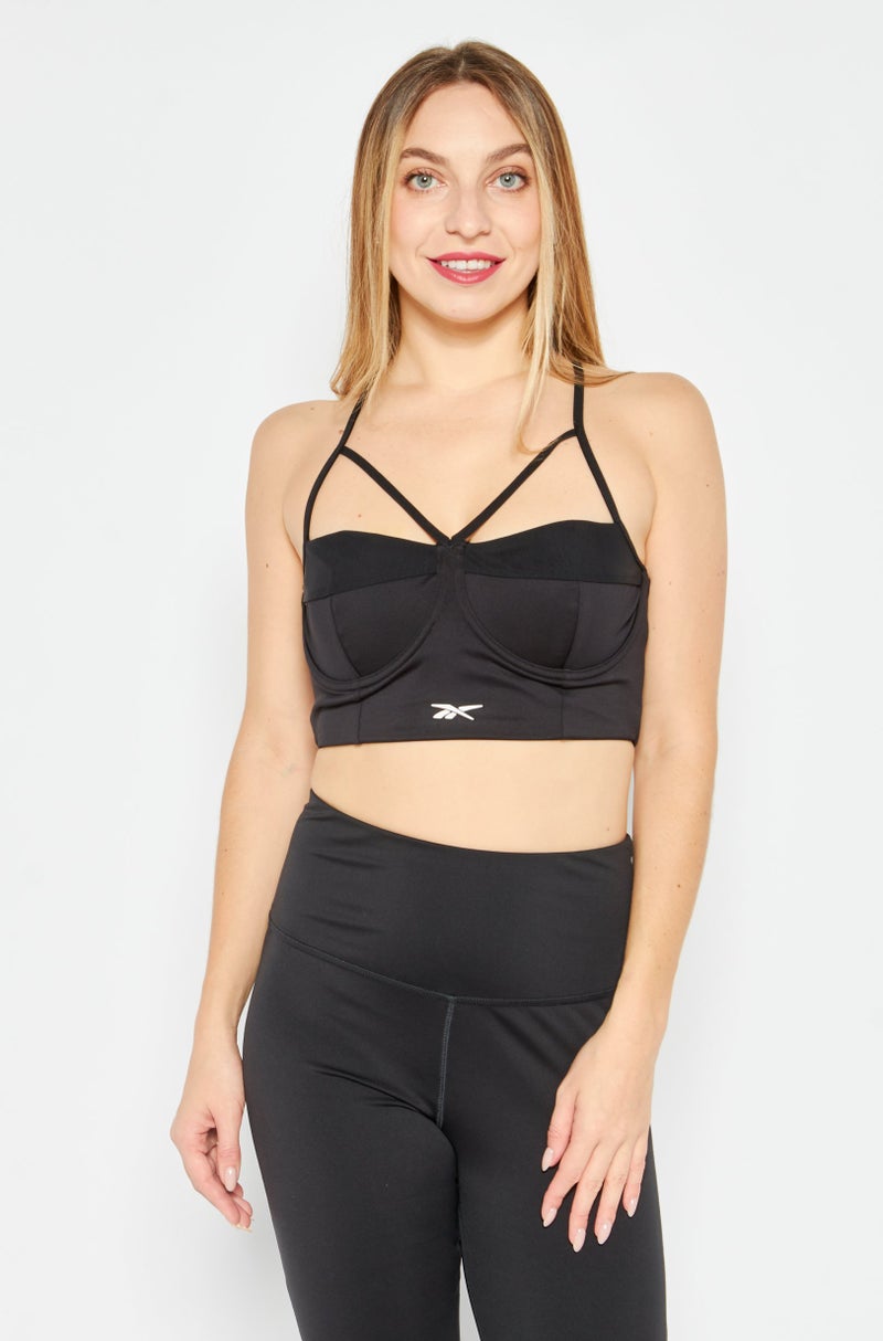 Reebok Women Sportswear Fit Non Padded Training Sports Bra, Black - Image 1