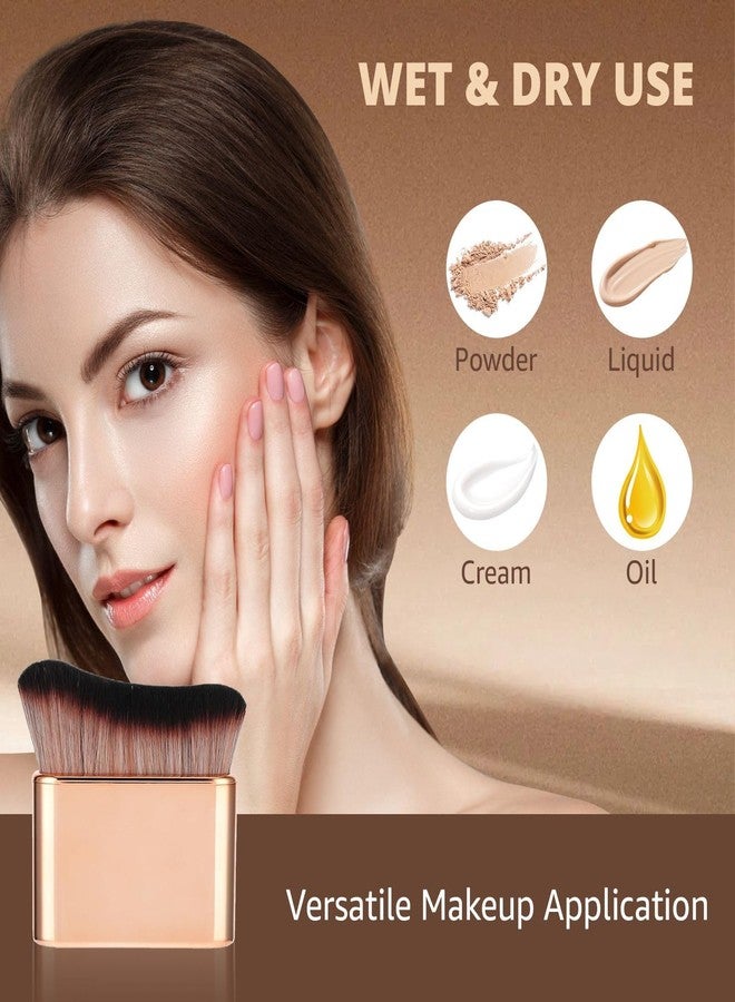 OETUIOW Professional Kabuki Foundation Brush - Self Tanning Blend Brush, Makeup Brush Streak-Free Application Multi-Use for Foundation Self Tanner Sunscreen Body Lotion (Gold (Self Tanner Brush)) - Image 4