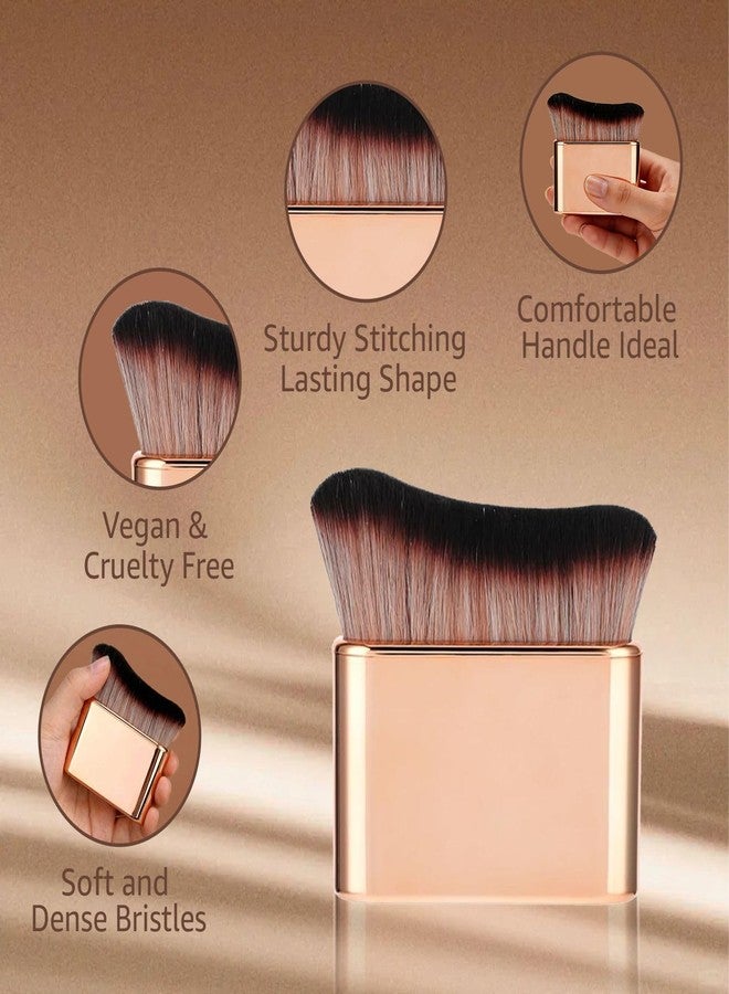 OETUIOW Professional Kabuki Foundation Brush - Self Tanning Blend Brush, Makeup Brush Streak-Free Application Multi-Use for Foundation Self Tanner Sunscreen Body Lotion (Gold (Self Tanner Brush)) - Image 3