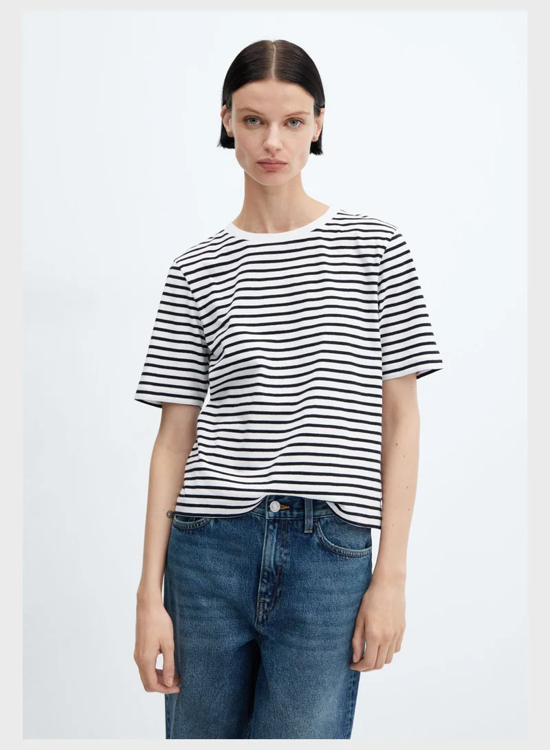 MANGO Strip Crew Neck T-Shirt