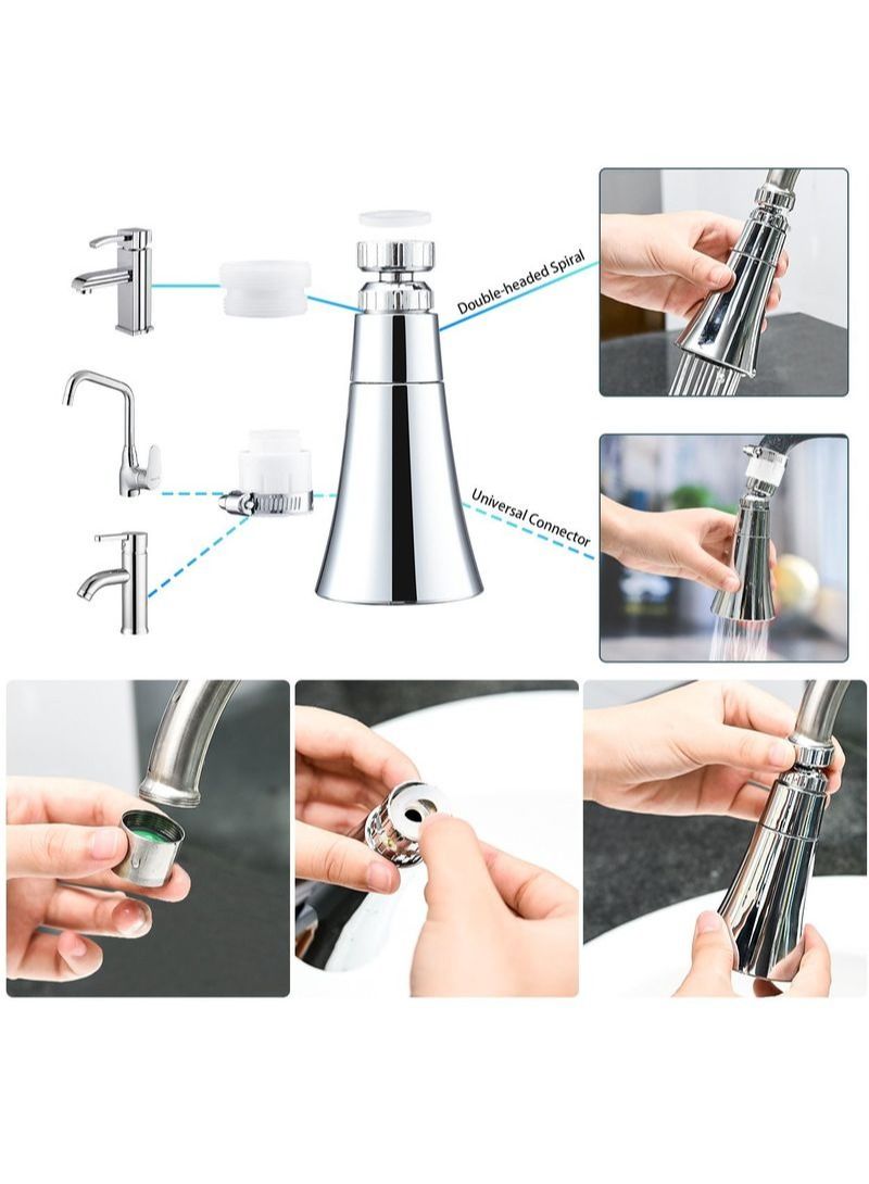 NIBEMINENT 360 Degree Swivel Sink Faucet Aerator Silver  - Image 4