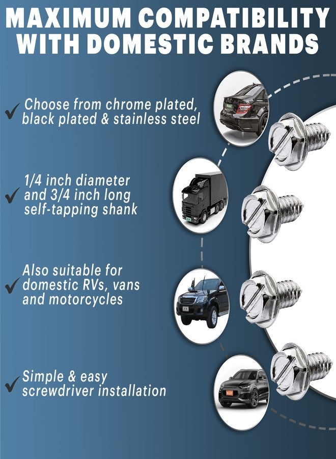 OttoSpeed Revolution Car Badges License Plate Screws for Securing License Plates, Frames, and Covers on Domestic Cars and Trucks SLPS-CP-8 - Image 3