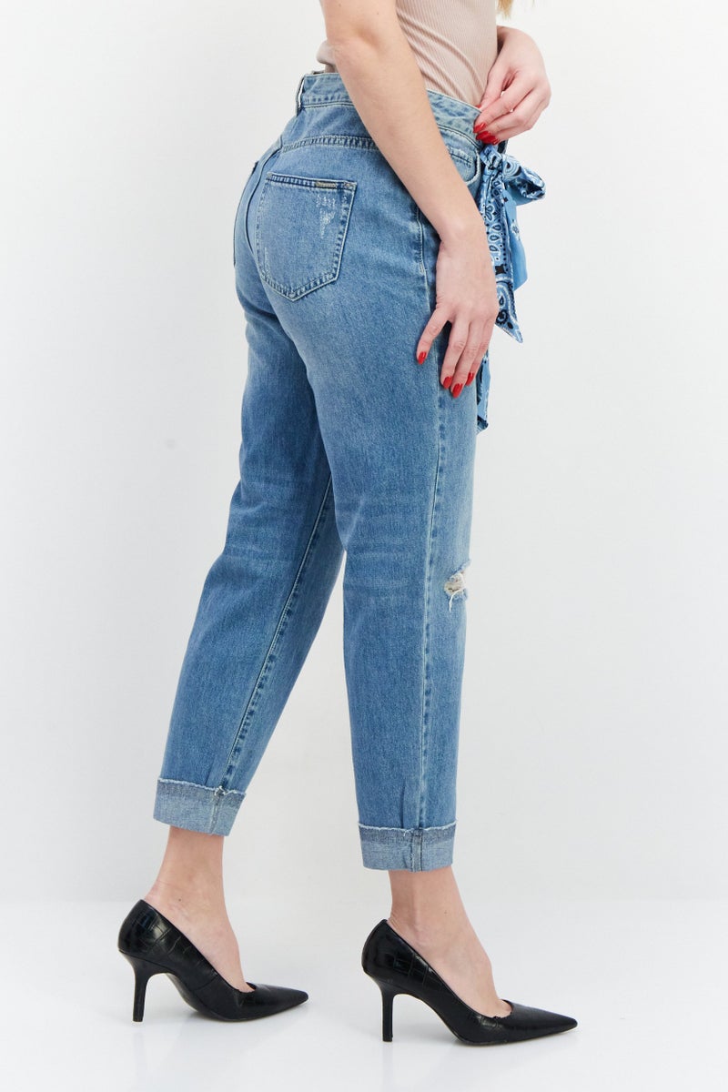 VERO MODA جينز دنيم مغسول للنساء بقصة عادية، أزرق - Image 3