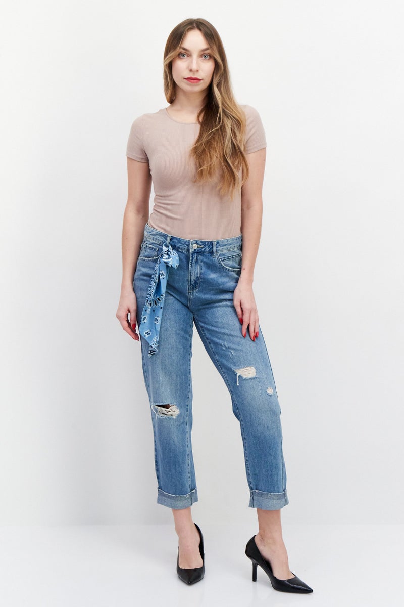 VERO MODA جينز دنيم مغسول للنساء بقصة عادية، أزرق - Image 4