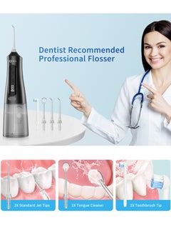 Reva Cordless Water Flosser For Teeth Cleaning Portable Oral Irrigator With 9 Gear Options Scalable 4 Jet Tips IPX7 Waterproof Long-lasting Dental Floss Pick Tool Kit 350ML-Black  - Image 2