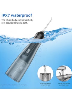 Reva Cordless Water Flosser For Teeth Cleaning Portable Oral Irrigator With 9 Gear Options Scalable 4 Jet Tips IPX7 Waterproof Long-lasting Dental Floss Pick Tool Kit 350ML-Black  - Image 5