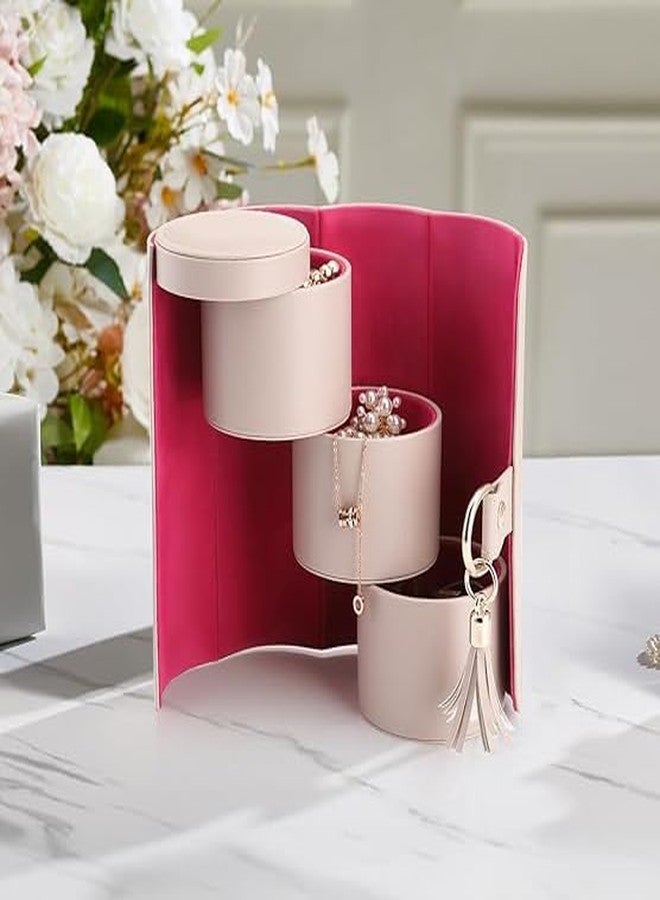 CHIBRO Portable Travel Jewellery Box for Women & Girls – 3 Layer Compact Roll-Up Organizer for Rings, Earrings, Necklaces & Bracelets | Premium PU Leather with Velvet Lining | Lightweight - Image 5