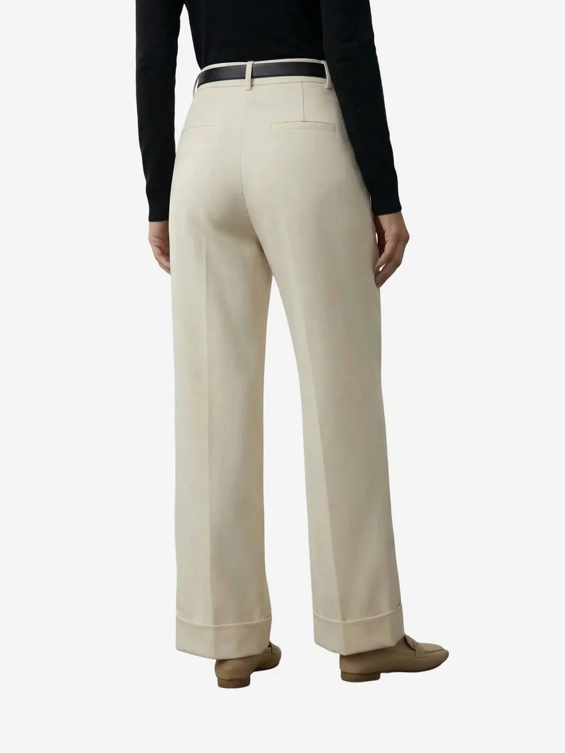 My Fashion Stone Natural MY FASHION Belted Turnup Leg Pleated Trousers for Women | Best Price UAE