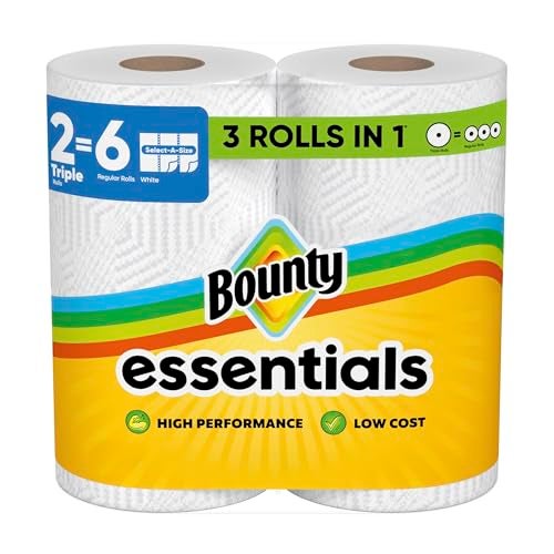 Bounty Essentials Select-A-Size Paper Towels, White, 2 Triple Rolls = 6 Regular Rolls (Packaging May Vary) - Image 1