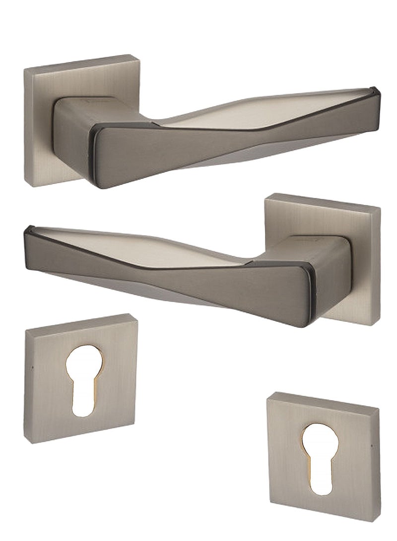 Heavy Door Handles Pair Silver