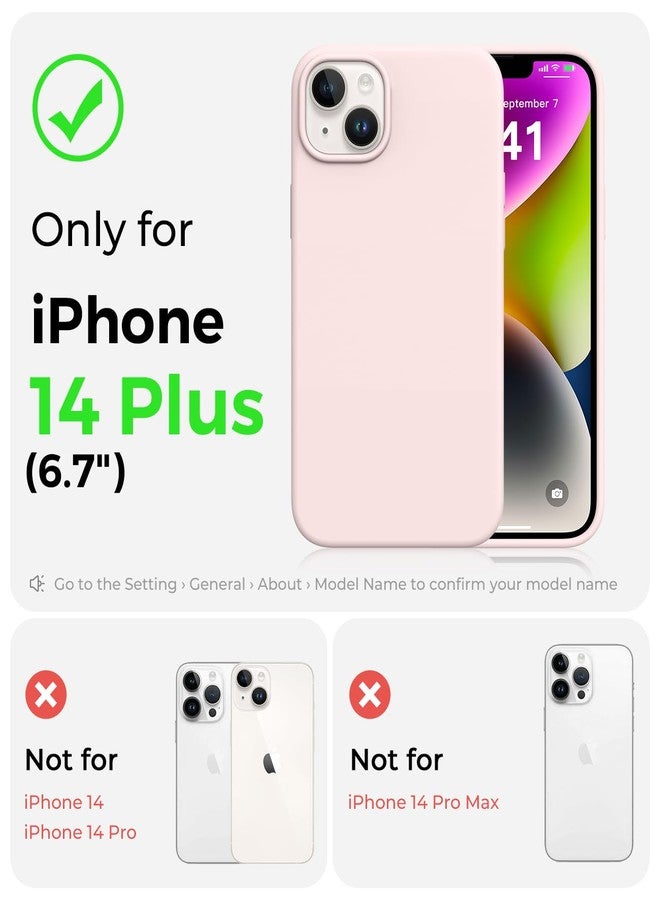 AOTESIER Compatible with iPhone 14 Plus Case, [Upgraded Liquid Silicone] [Soft Anti-Scratch Microfiber Lining] Shockproof Full Body Protective Phone Case for iPhone 14 Plus, 6.7 inch - Chalk Pink - Image 3