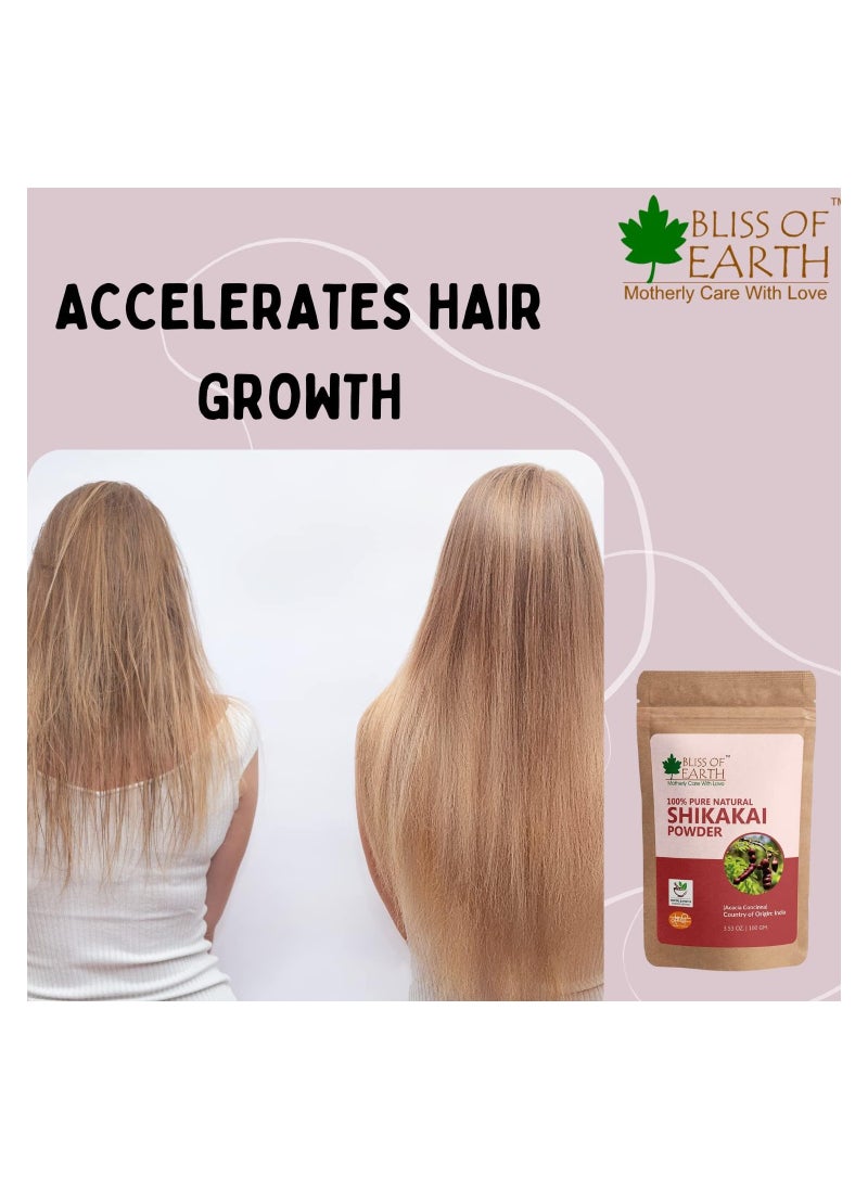 BLISS OF EARTH Bliss of Earth 100% Pure & Natural Shikakai Powder 100GM Acacia Concina Gorgeous hair Naturally Traditional Hair Cleanser & Conditioner Complete Hair Care Pack of 5  - Image 4