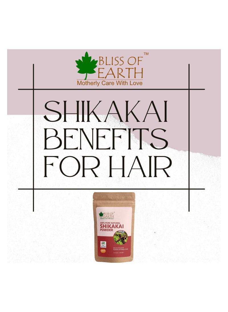 BLISS OF EARTH Bliss of Earth 100% Pure & Natural Shikakai Powder 100GM Acacia Concina Gorgeous hair Naturally Traditional Hair Cleanser & Conditioner Complete Hair Care Pack of 5  - Image 2