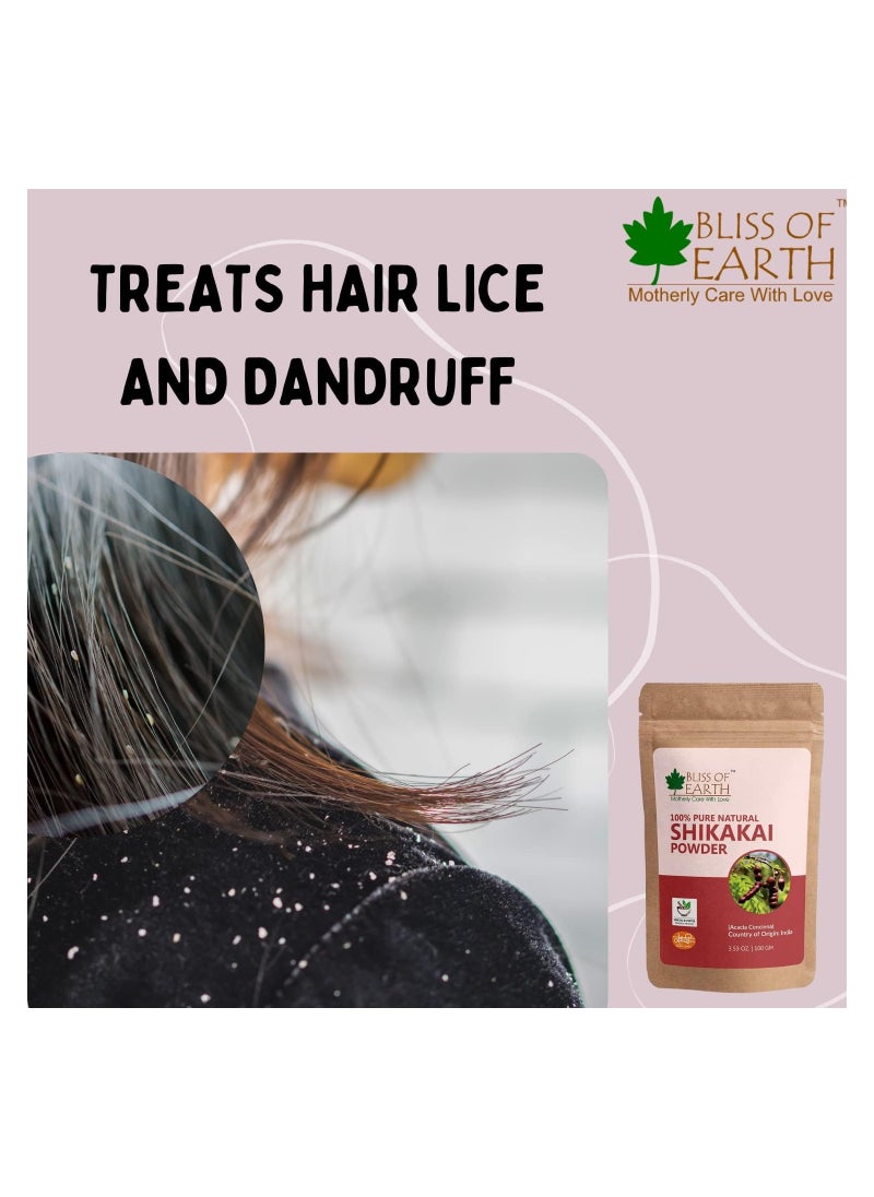 BLISS OF EARTH Bliss of Earth 100% Pure & Natural Shikakai Powder 100GM Acacia Concina Gorgeous hair Naturally Traditional Hair Cleanser & Conditioner Complete Hair Care Pack of 5  - Image 5