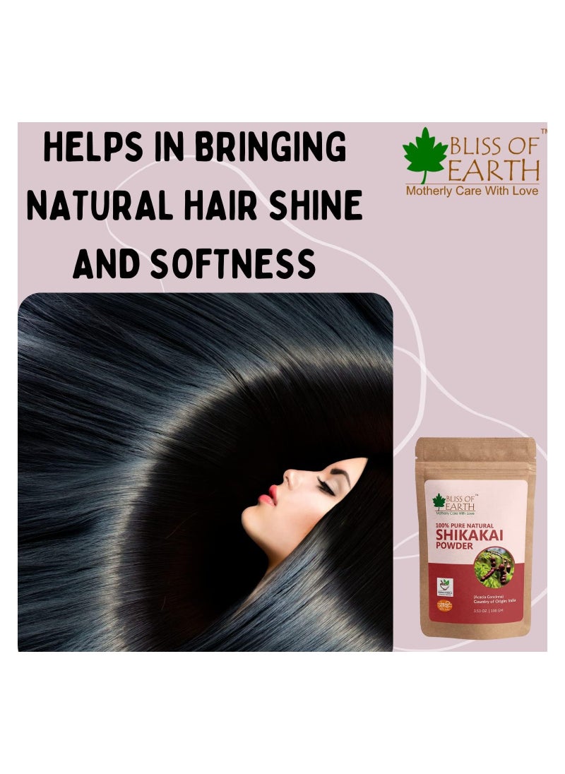 BLISS OF EARTH Bliss of Earth 100% Pure & Natural Shikakai Powder 100GM Acacia Concina Gorgeous hair Naturally Traditional Hair Cleanser & Conditioner Complete Hair Care Pack of 5  - Image 3