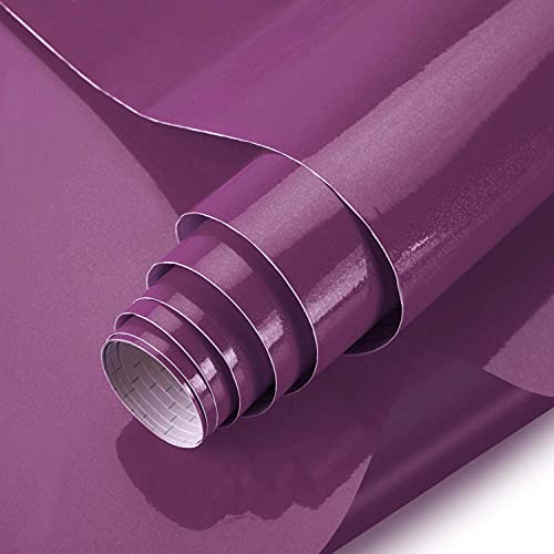 WALLTON - Purple Gloss Peel and Stick Self-Adhesive Removable Thicken Waterproof for Kitchen Countertop Cabinet Wardrobe - 16''x''72 Inches - Image 1