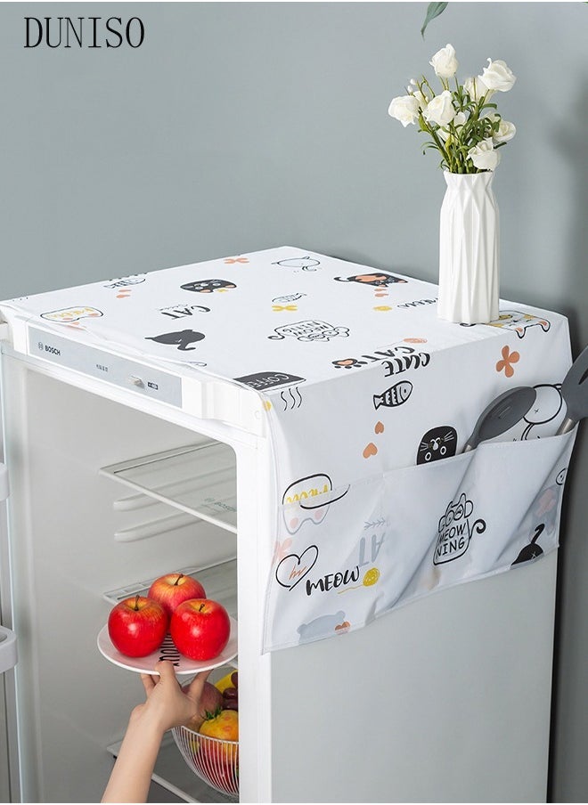 Arabest Fridge Dust Cover Washer And Dryer Top Cover Refrigerator Dust Proof Cover with Storage Pockets with Side Storage Pockets Waterproof Multi-Purpose Top Covers  - Image 1