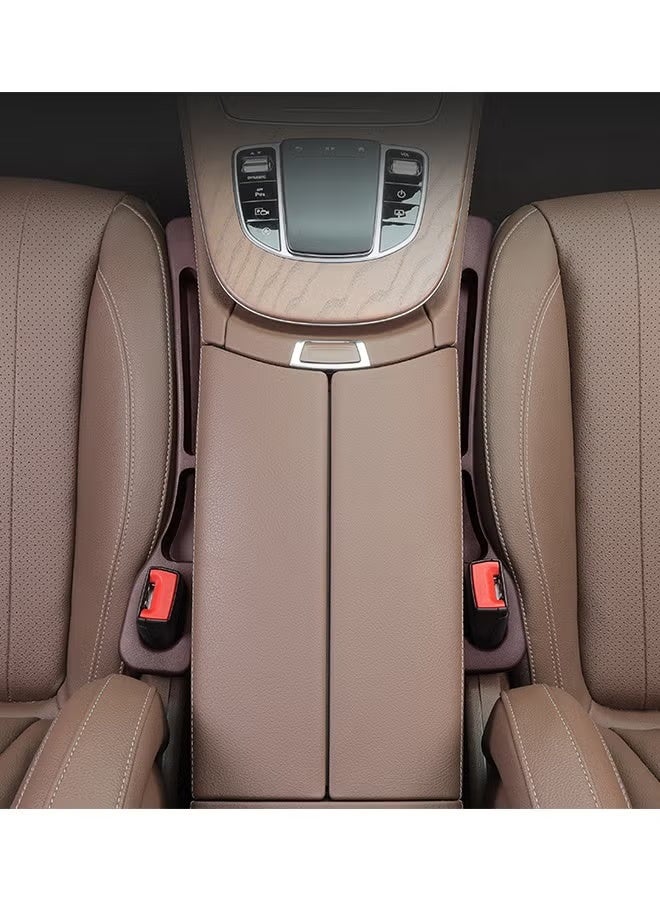 2PCS Car Seat Clearance Filler Finisher, Multifunctional Seat Side Clearance Filler for Phones, Keys, Wallets, Car Clearance, Side Seat & Console Gap Filler, Filling Universal for Cars, Trucks, SUVs, Vans (Reddish brown) - Image 2