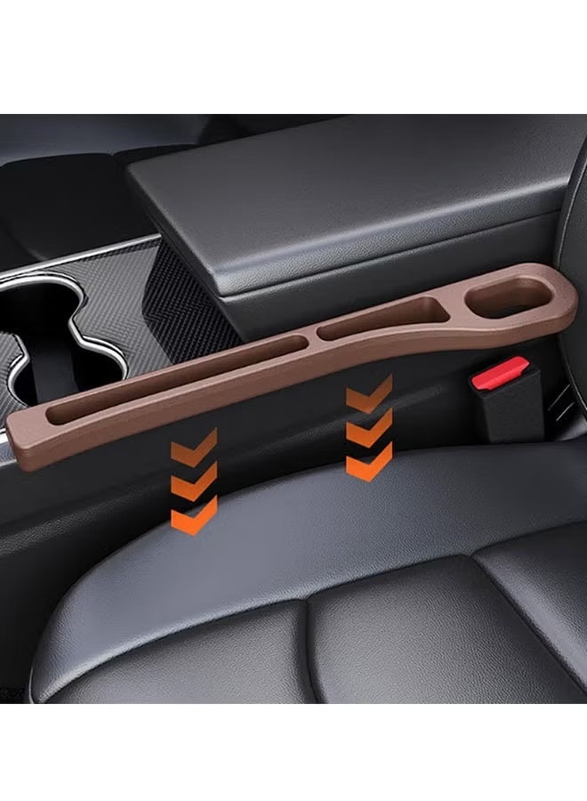 2PCS Car Seat Clearance Filler Finisher, Multifunctional Seat Side Clearance Filler for Phones, Keys, Wallets, Car Clearance, Side Seat & Console Gap Filler, Filling Universal for Cars, Trucks, SUVs, Vans (Reddish brown) - Image 5