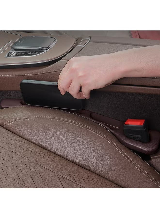 2PCS Car Seat Clearance Filler Finisher, Multifunctional Seat Side Clearance Filler for Phones, Keys, Wallets, Car Clearance, Side Seat & Console Gap Filler, Filling Universal for Cars, Trucks, SUVs, Vans (Reddish brown) - Image 4