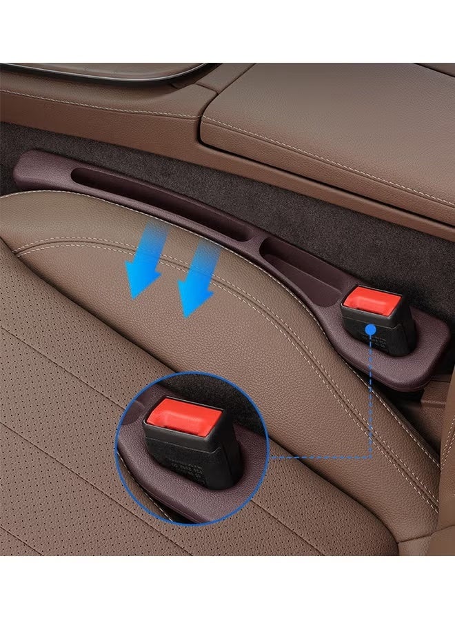 2PCS Car Seat Clearance Filler Finisher, Multifunctional Seat Side Clearance Filler for Phones, Keys, Wallets, Car Clearance, Side Seat & Console Gap Filler, Filling Universal for Cars, Trucks, SUVs, Vans (Reddish brown) - Image 3