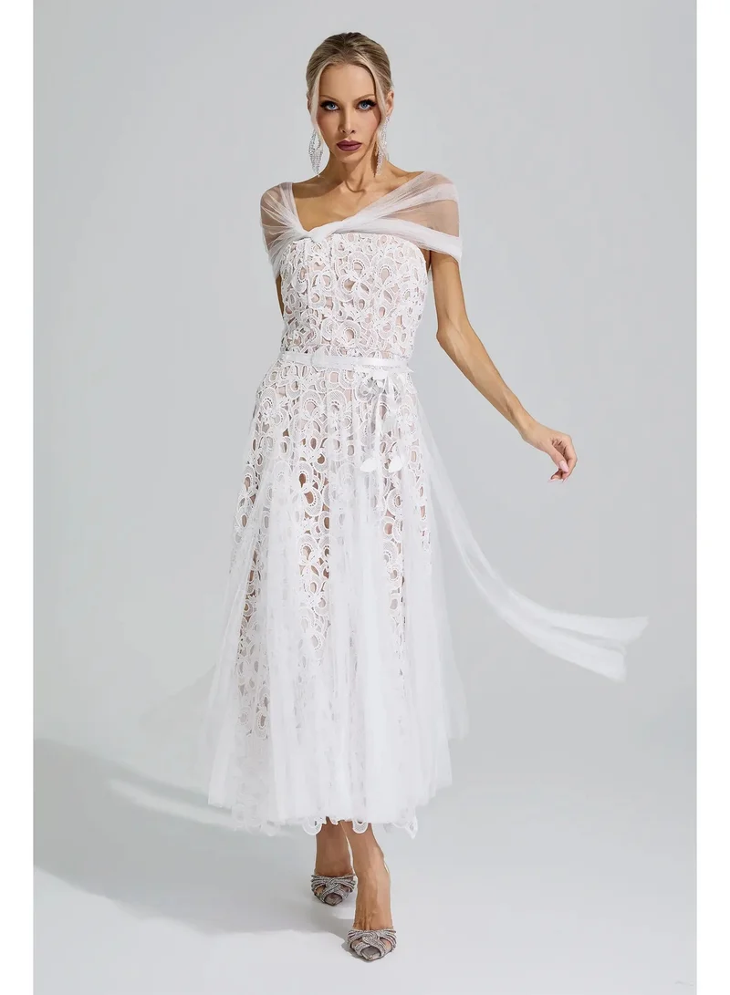 Catchall Bastet Lace Mesh Fairy Midi Dress