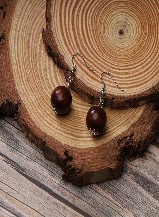 MILAKOO Wooden Beads Pendant Earrings Multilayered Necklace for Women Ethnic Style Chunky Country-Chic Outfits - Image 3